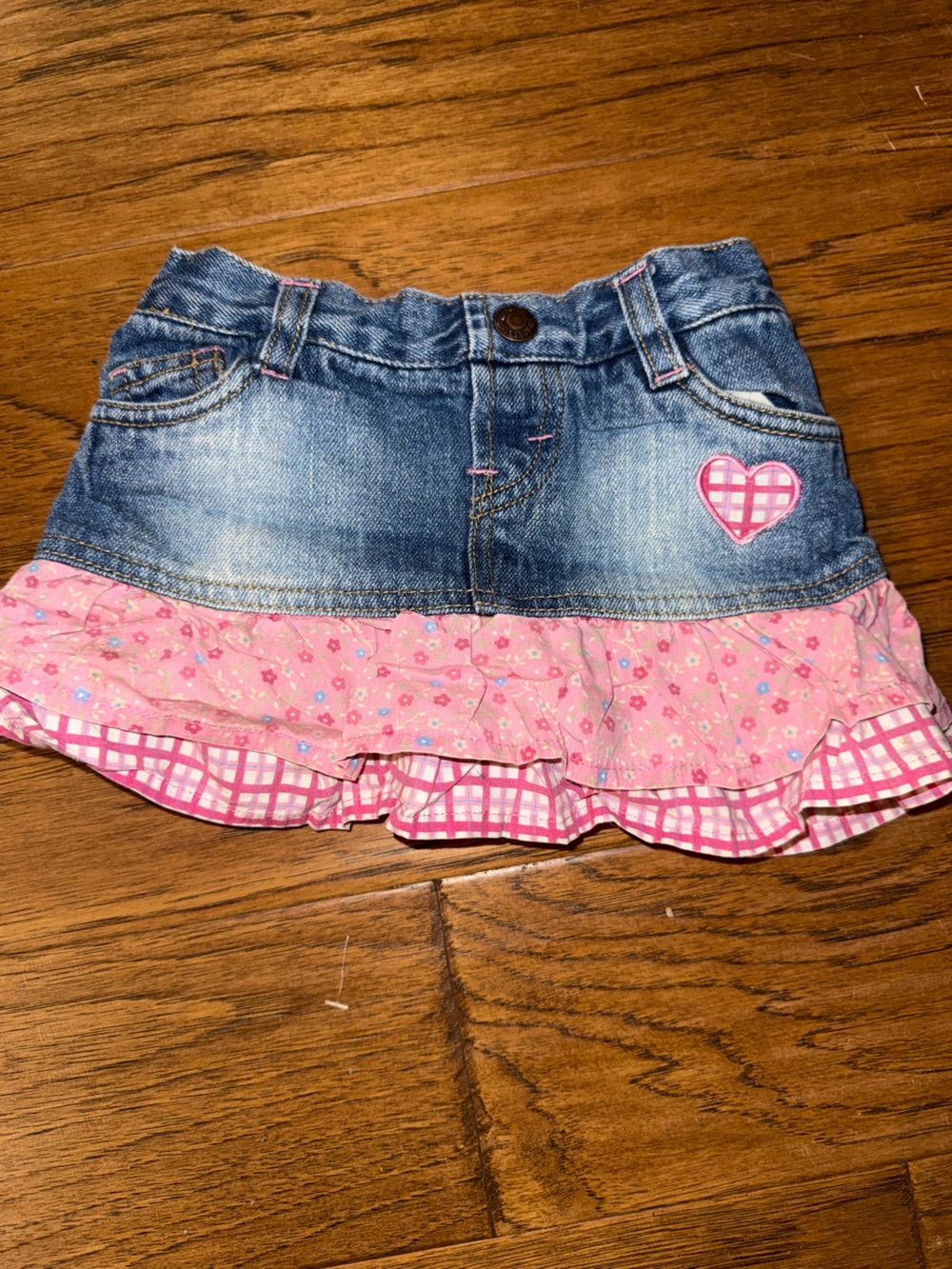 Levi's Girls Denim Skirt with Pink Floral Ruffles